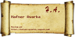 Hafner Avarka névjegykártya